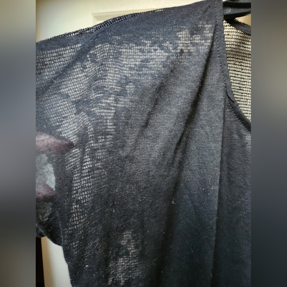 Vintage Havana Black Sheer Women's Cropped Top, Large - Picture 10 of 10